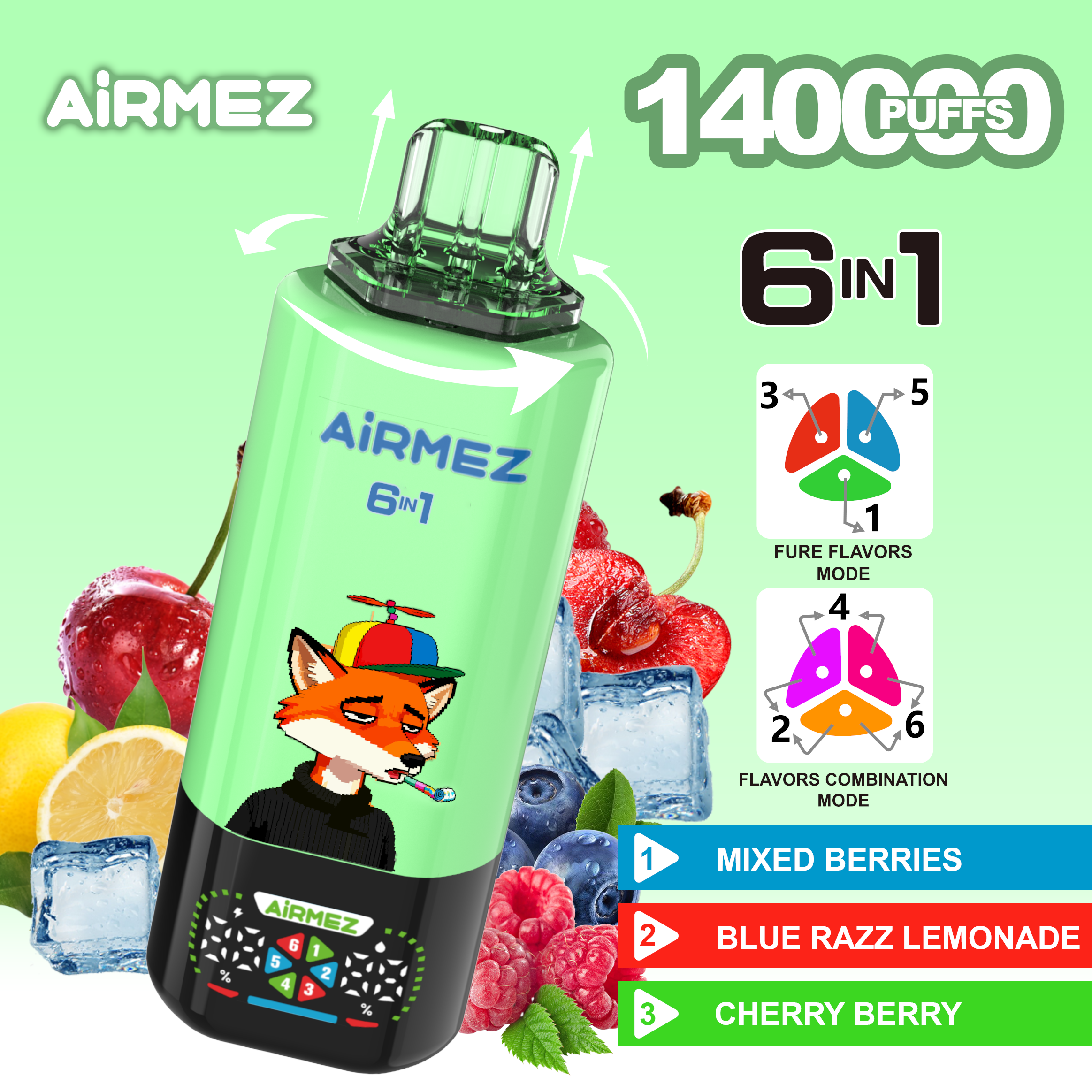 Wholesale AIRMEZ FOX 140000 Puffs 6-in-1 Vape | EU Distributor