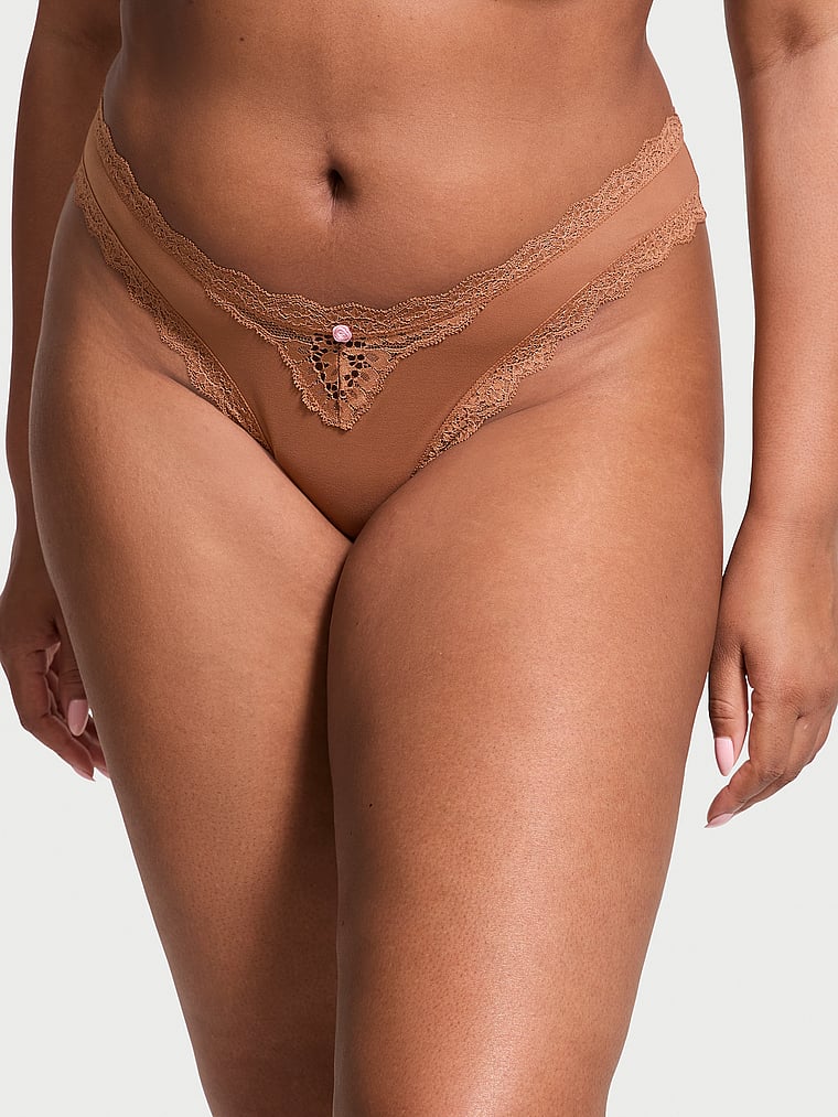 Dream Angels Lace-Trim Brazilian Panty Lace Trim