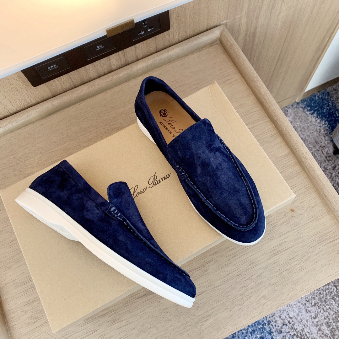 Navy Suede Men's Loafers, Slip-on Casual Soft Sole Leather Shoes