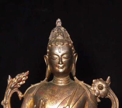 37CM Old Chinese Bronze Statue Buddha N1624