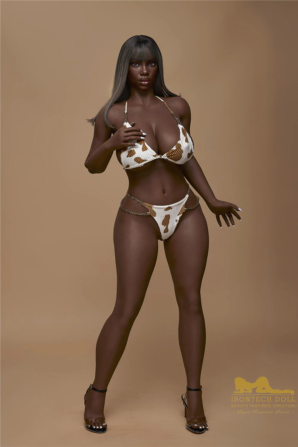 Irontechdoll 5ft25 / 160cm S33 Seeney Full Silicone Black Big Boob Fat Adult Love Sex Doll With Thick Thigh