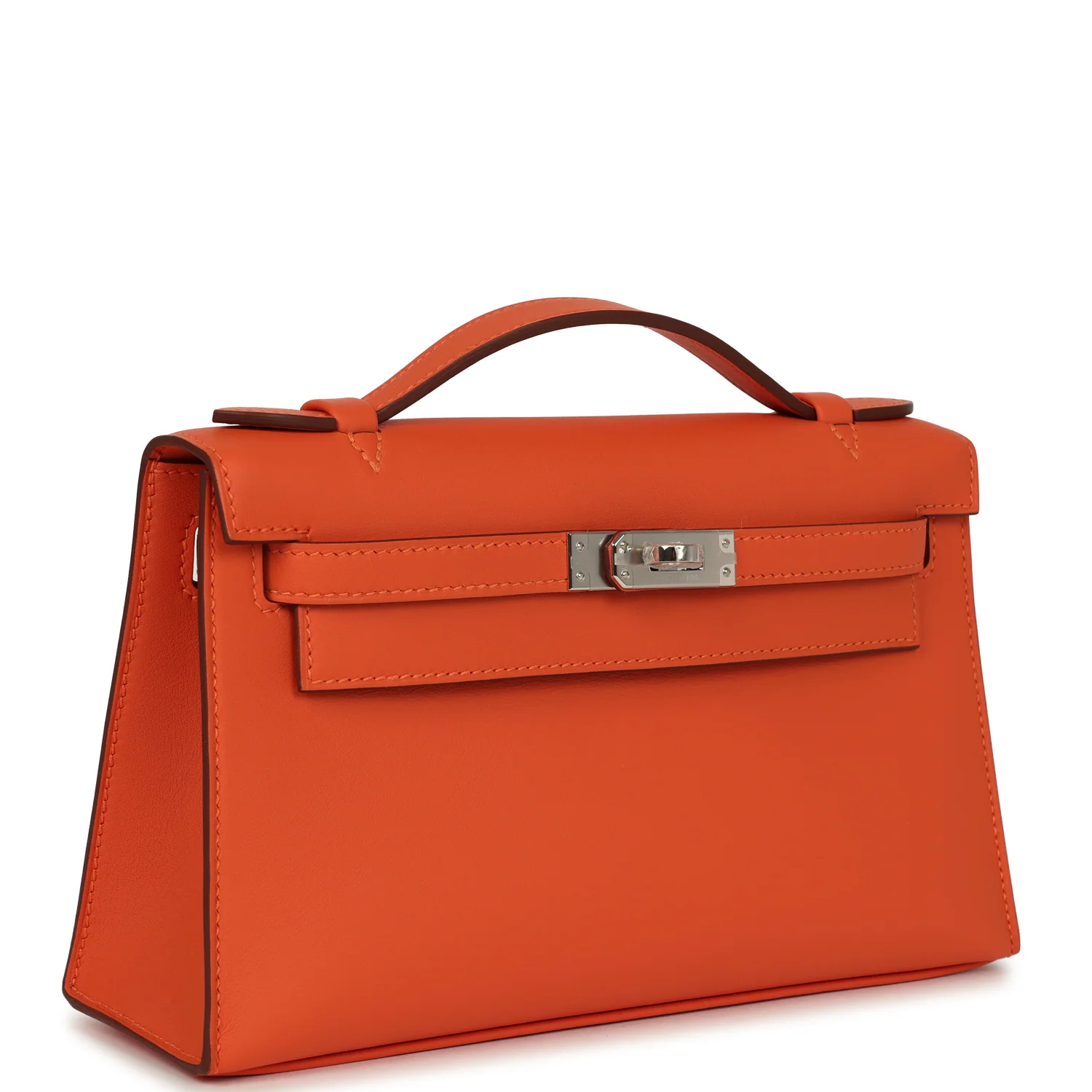 HERMÈS Kelly Pochette Tangerine Swift Palladium Hardware