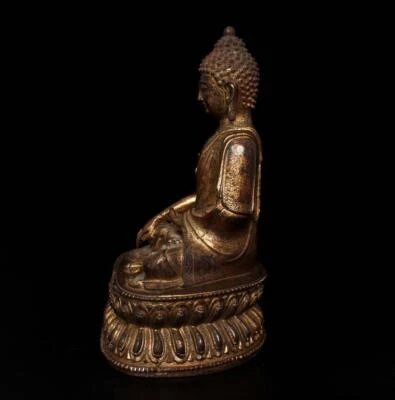 23CM Old Rare Chinese Bronze Gilding Statue Buddha
