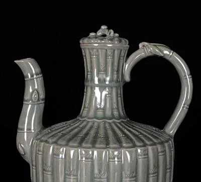 Old Chinese Koryo Celadon Porcelain Teapot w/ bamboo N866