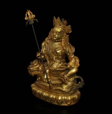24CM Old RareChinese Bronze Gilding Statue Buddha