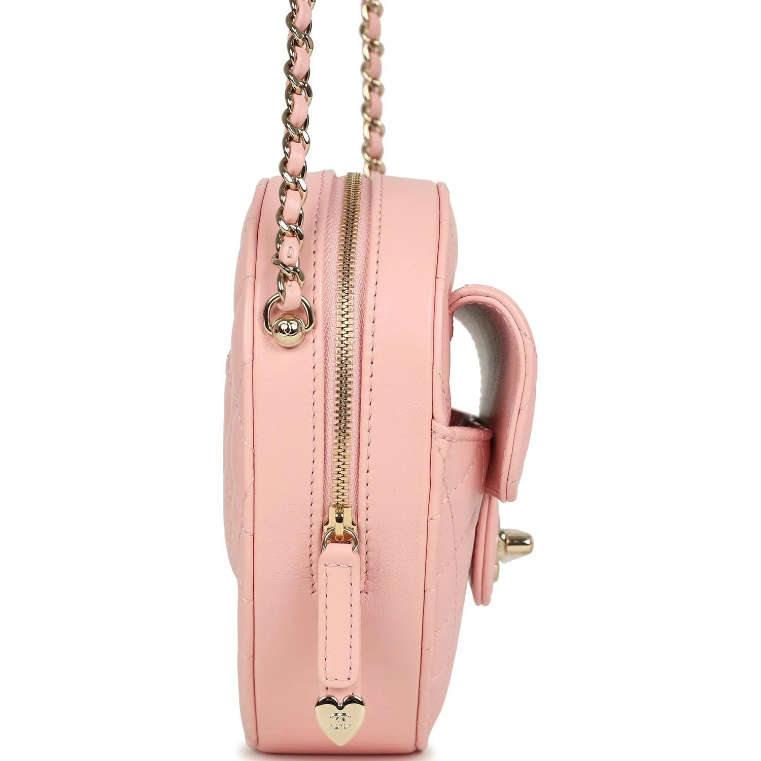 Chanel CC In Love Large Heart Bag with Chain Light Pink Lambskin Light Gold Hardware