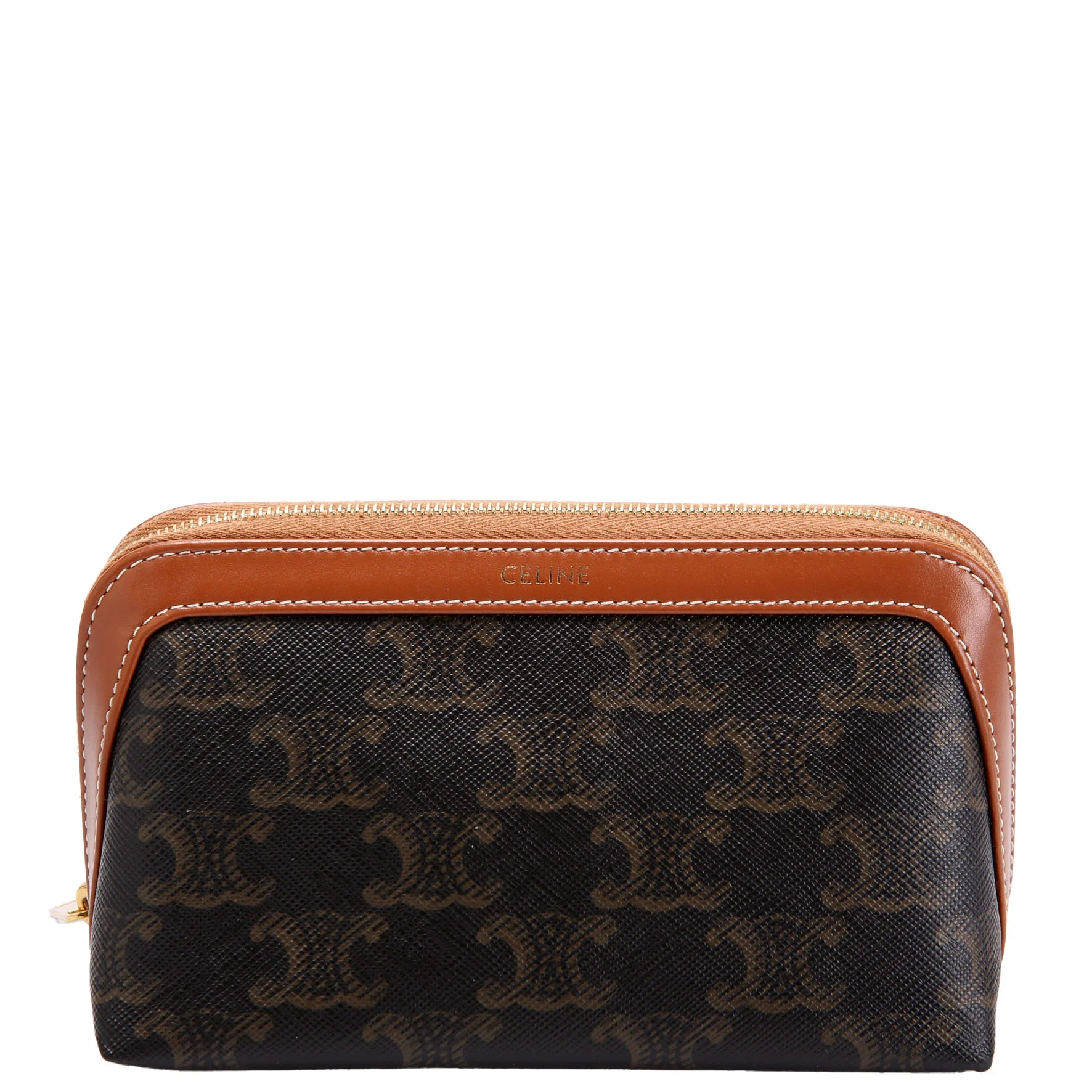 Triomphe Canvas Cosmetic Pouch Medium Brown
