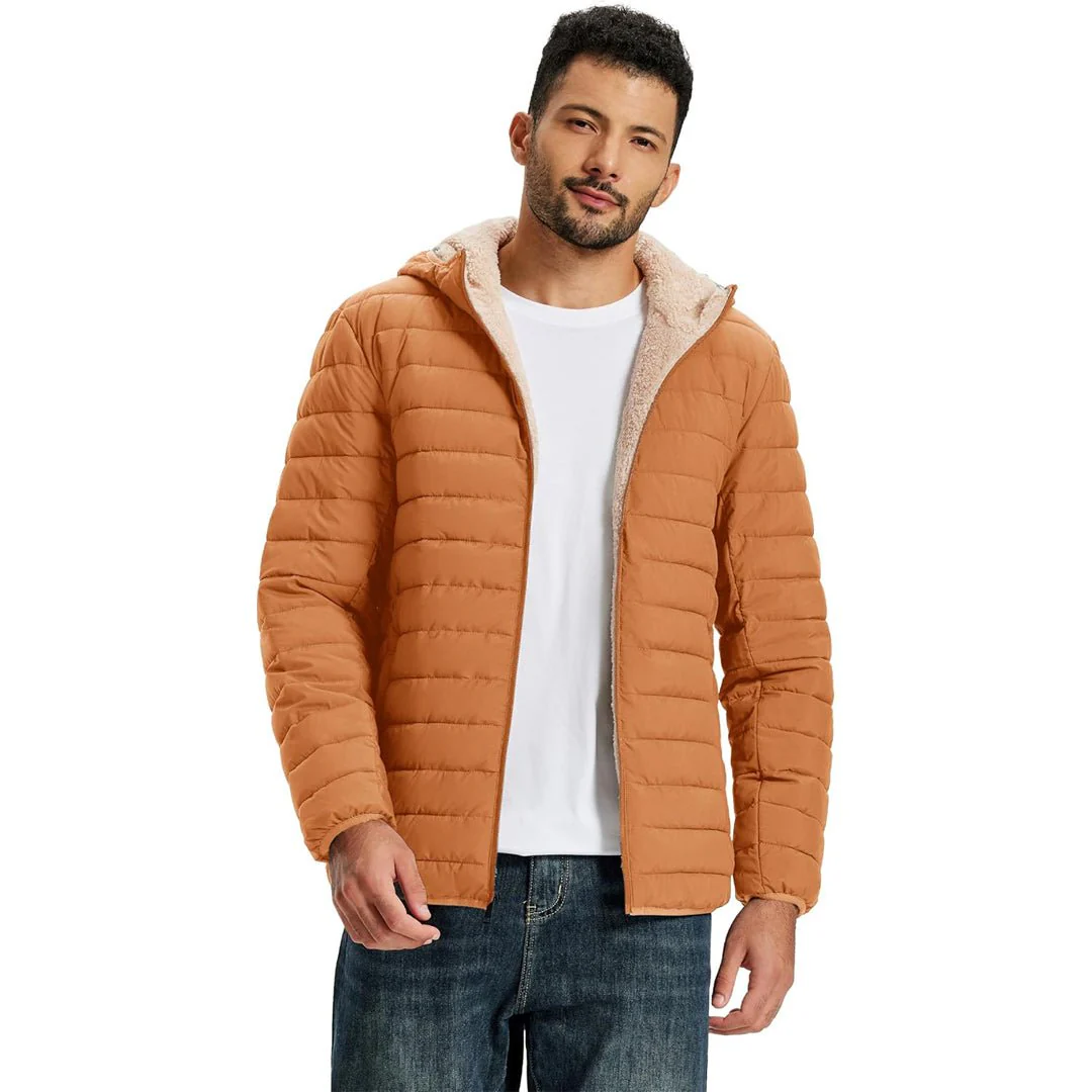 Men's Insulated Puffer Jacket Hooded Warm Winter Coat