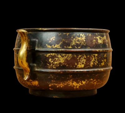 Qianlong Signed Old Chinese Red Copper Handmade Incense Burner w/ear N3803