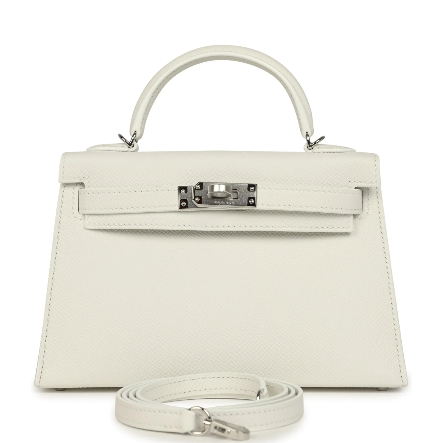 HERMÈS Kelly Sellier 20 New White Epsom Palladium Hardware