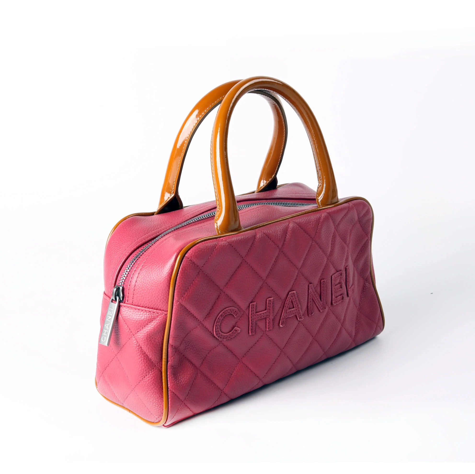 CHANEL Quilted Logo Bowler Bag Small