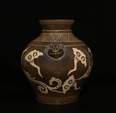 28CM Old Chinese Cizhou Kiln Vase w/phoenix