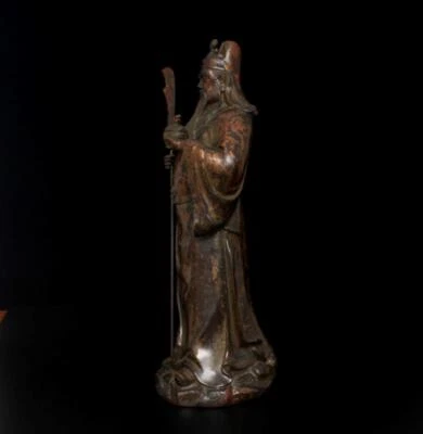 38CM Qianlong Signed Chinese Bronze Statue Guangong Buddha