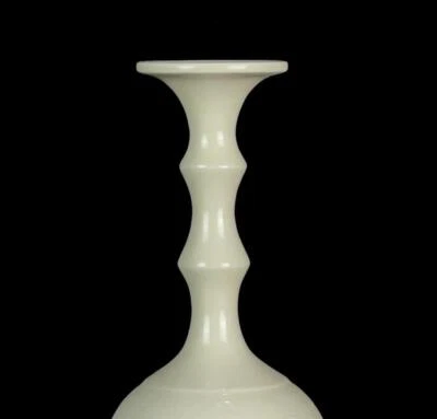 30CM Old Chinese Ding Kiln White Glaze Vase w/flower N834