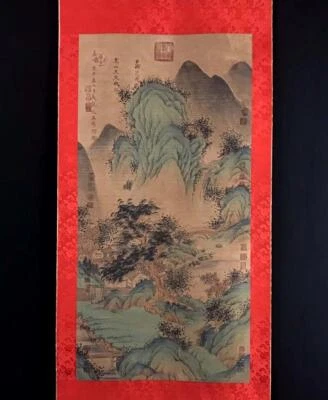 Wen Jia Signed Chinese Hand Painted Calligraphy Scroll w/landscape N2770