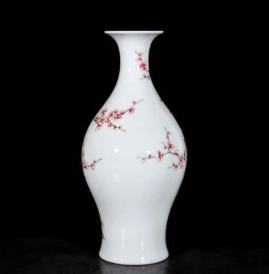 40CM Yongzheng Signed Old Chinese Famille Rose Vase W/bird N3715