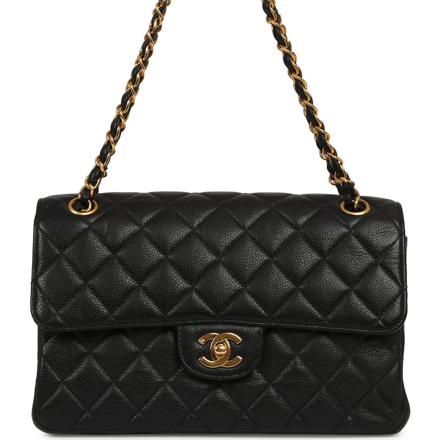 CHANEL Double Sided Flap Bag Black Caviar Gold Hardware