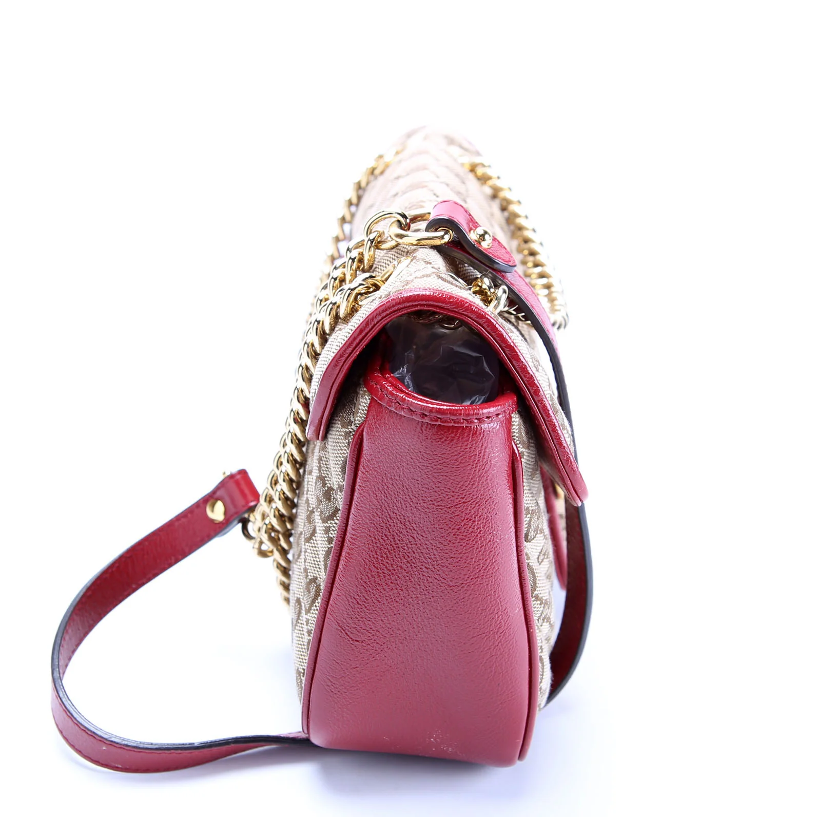 GUCCI 443497 Marmont Leather Shoulder Small Flap Red