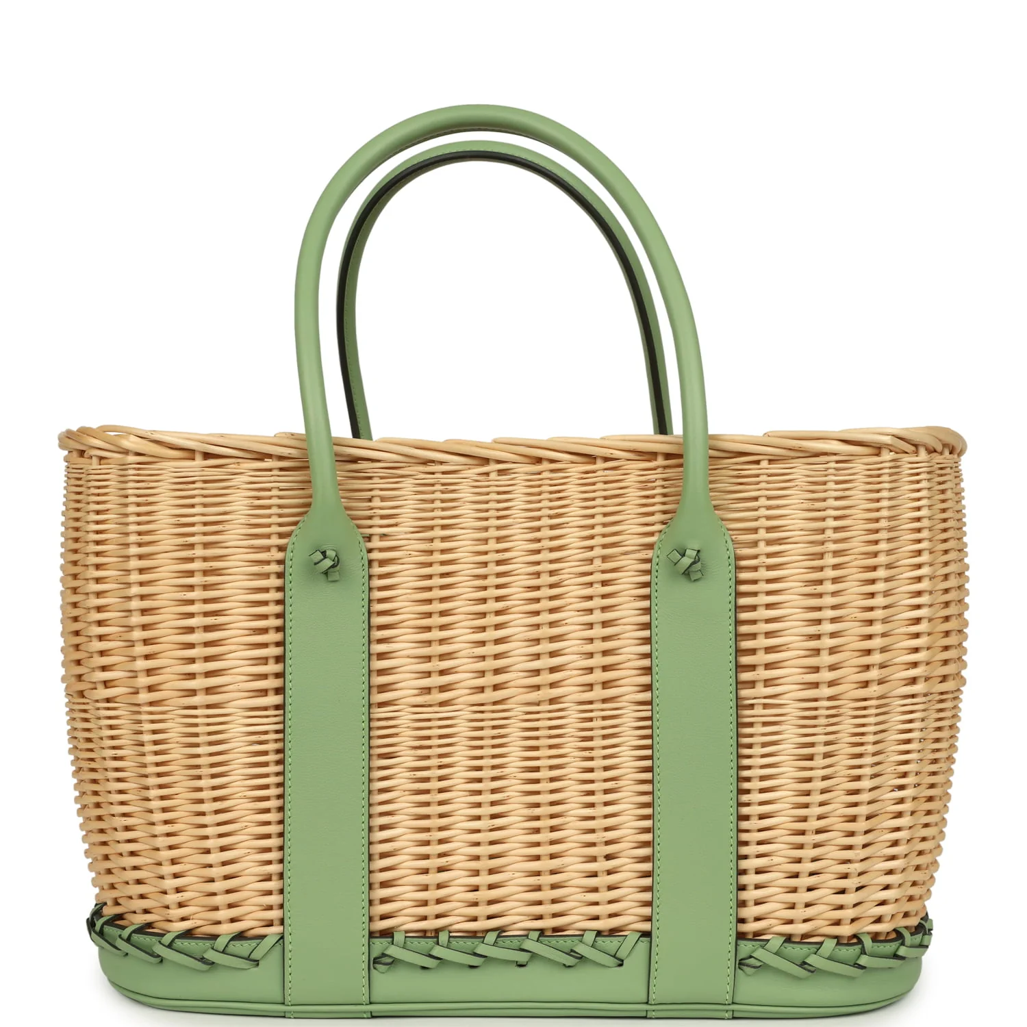 Hermes Picnic Garden Party 36 Vert Criquet Swift and Natural Osier Wicker