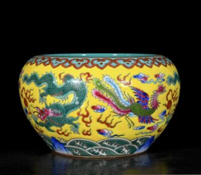 Yongzheng Signed Old Chinese Colour Enamel Brush Washer W/phoenix N3467