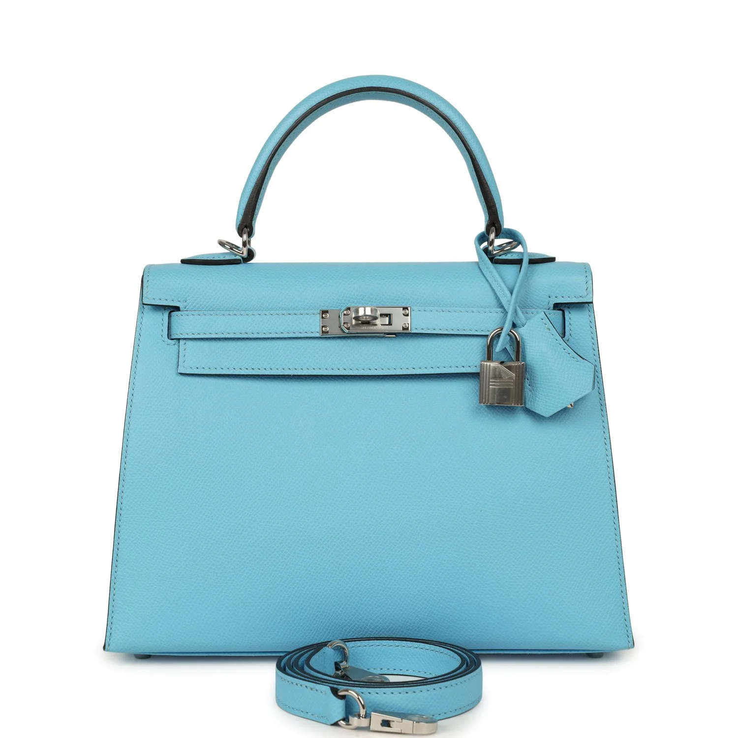 HERMÈS Kelly Sellier 25 Celeste Epsom Palladium Hardware