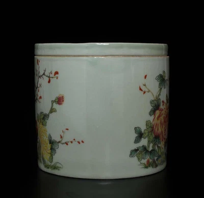Tongzhi Signed Old Chinese Famille Rose Tea Caddy W/bird