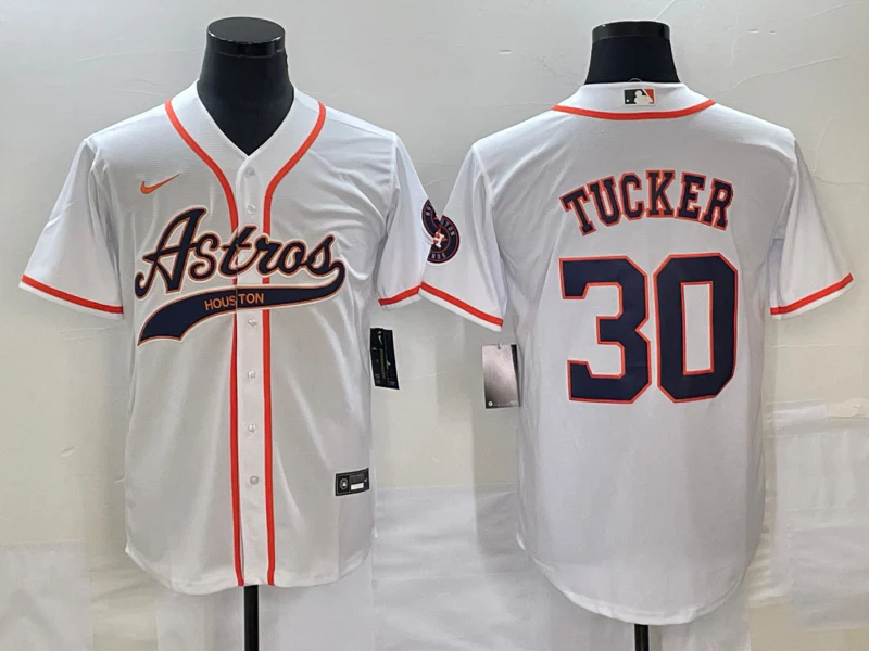 Men's Houston Astros Kyle Tucker #30 White Replica Jersey Joint Edition