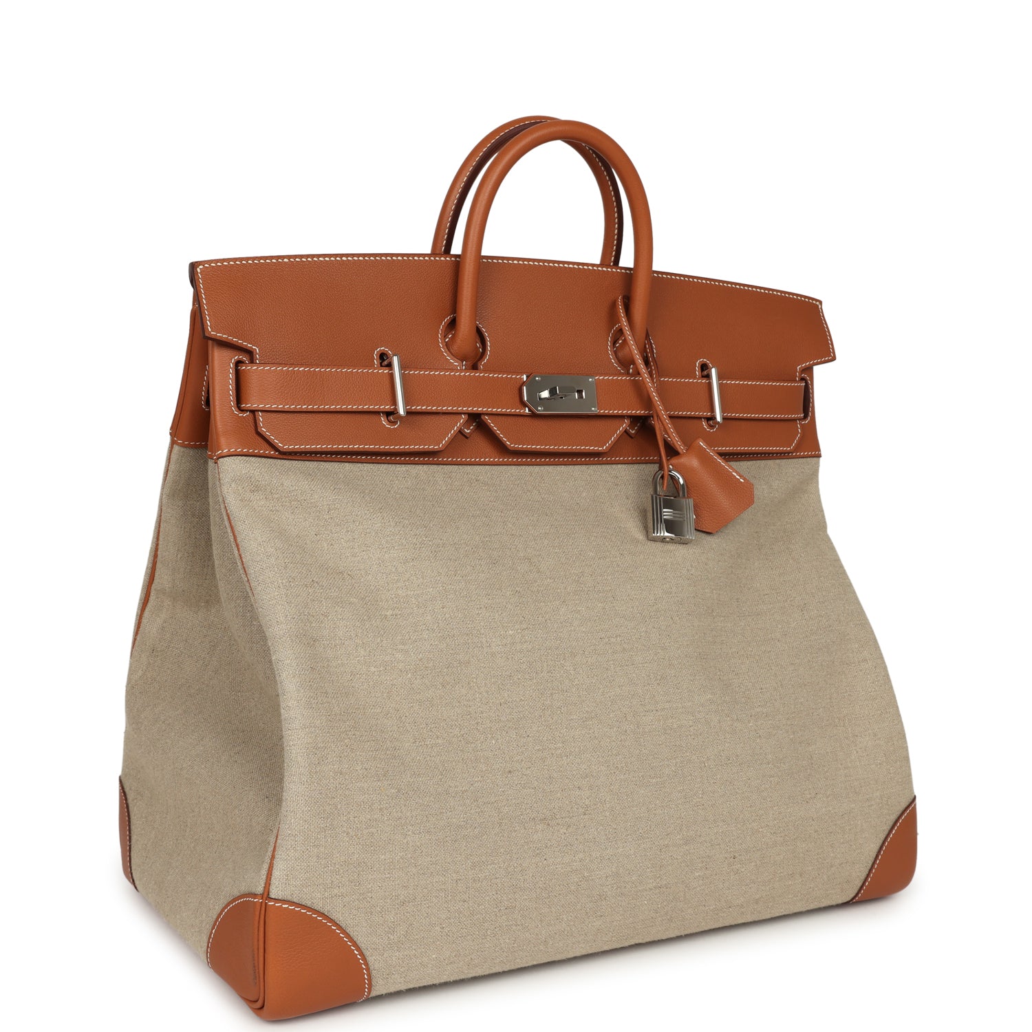 HERMÈS Birkin HAC 50 Gold Evercolor, Toile De Camp Palladium Hardware