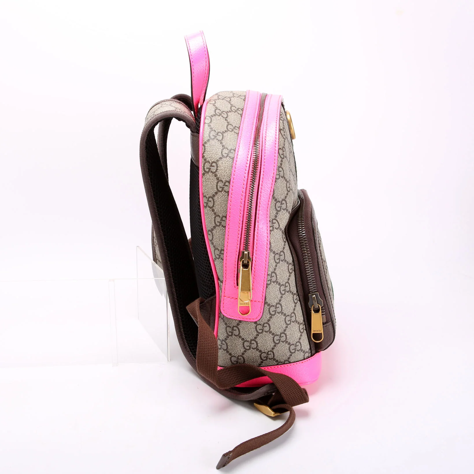GUCCI 547965 GG Supreme Ophidia Backpack Biege/Pink