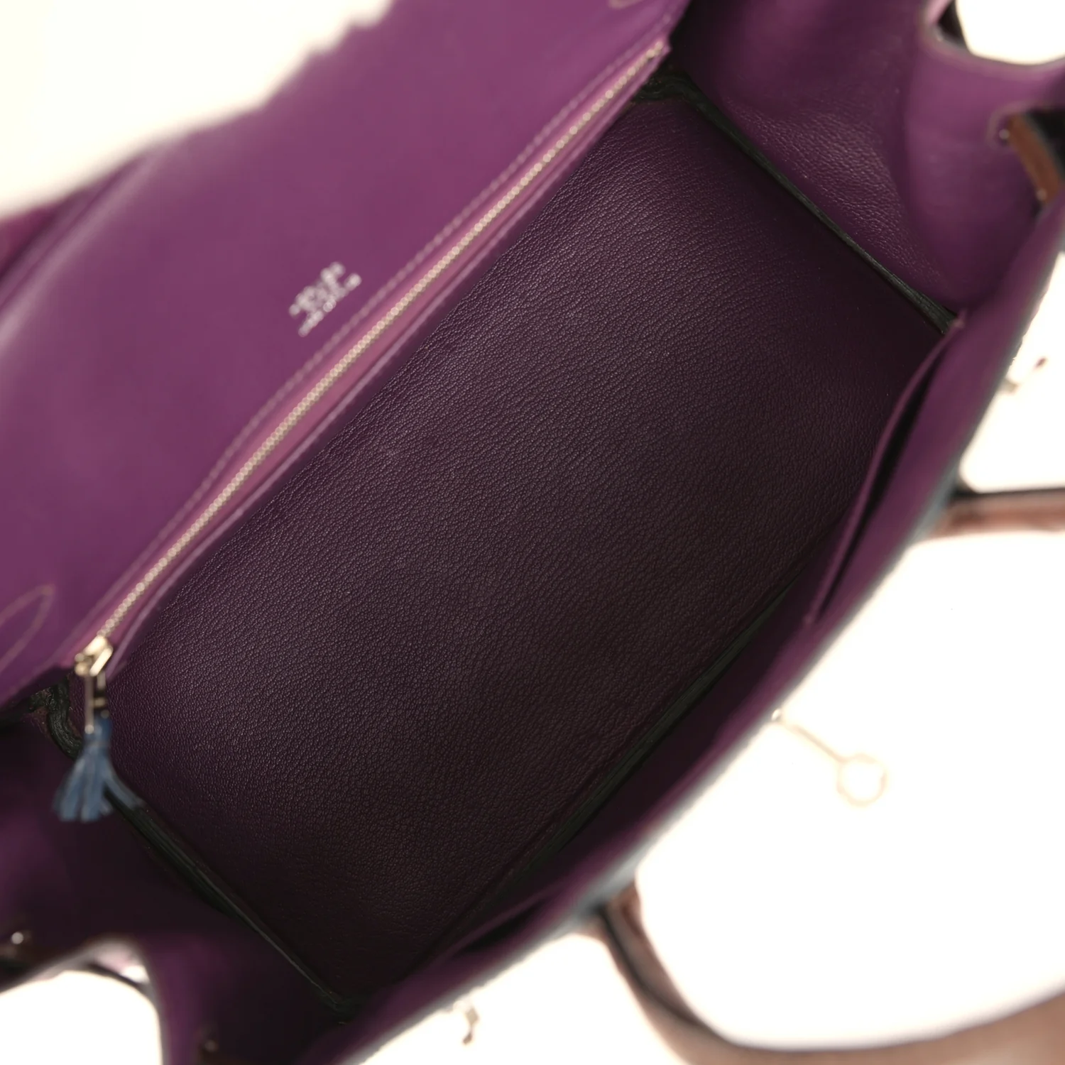 Hermes Birkin Ghillies 30 Violet, Bleu De Malte, Chocolat Ostrich Palladium Hardware