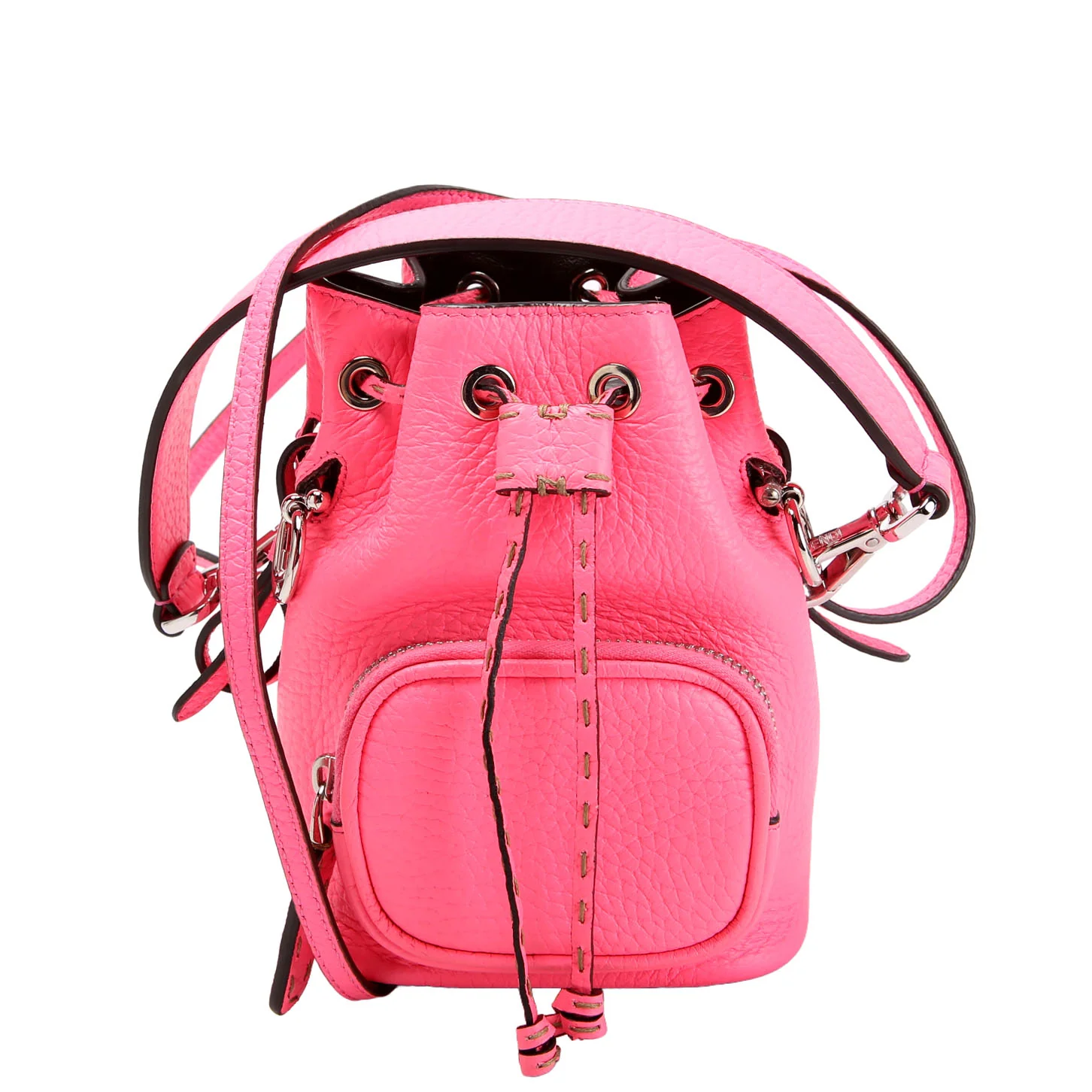 FENDI 8BS029 Mon Tresor Mini Bucket Selleria Leather Pink