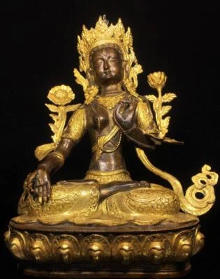 32CM Old Chinese Bronze Gilding Statue Buddha CK414