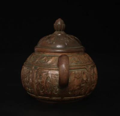 Qianlong Signed Old Chinese BronzeTeapot w/pattern