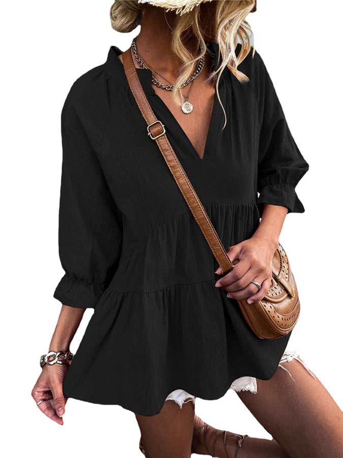 Women's Casual 3/4 Sleeve V-Neck Top
