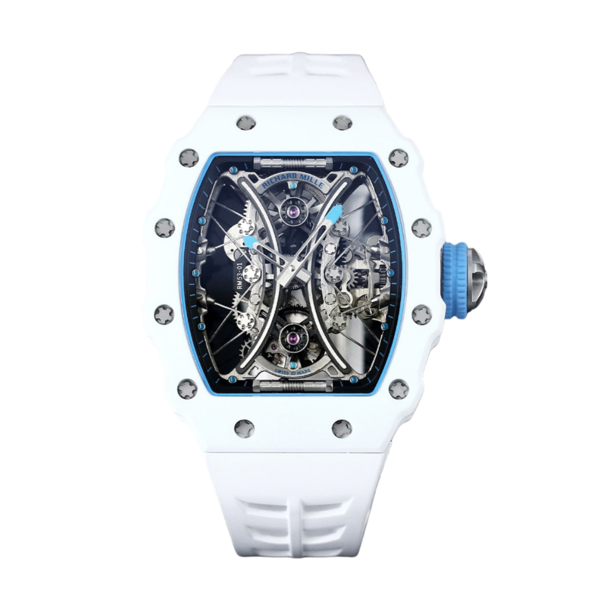 【7A Quality】Best Replica Richard Mille RM053-01 Richard Mille Pablo MacDonough in White Rubber Strap