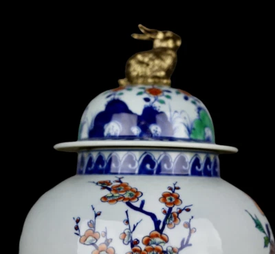 42CM Yishantang Signed Old Chinese Doucai Vase w/flower N4015