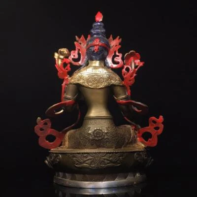 30CM Old Chinese Bronze Statue Buddha Q769