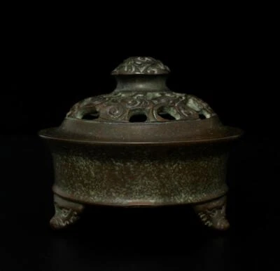 Xuande Signed Old Chinese Bronze Incense Burner w/lid