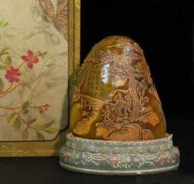 1078G Old Chinese Shoushan Stone Seal Stamp Statue w/figure N2192