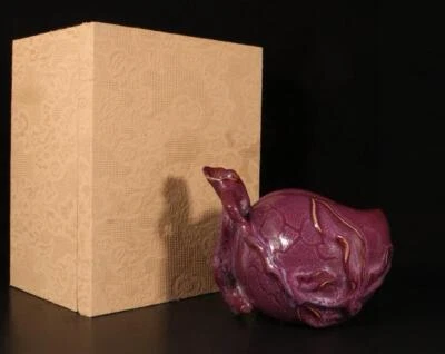 Old Chinese Song Jun Yao Jun Kiln Statue Tea Pet w/peach N1388