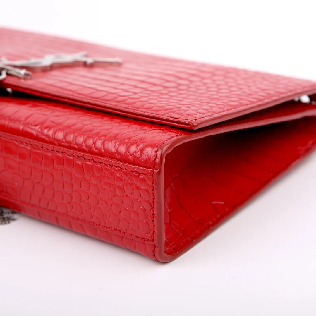 Kate Tassel Satchel Medium Croc Embossed 354119 Red