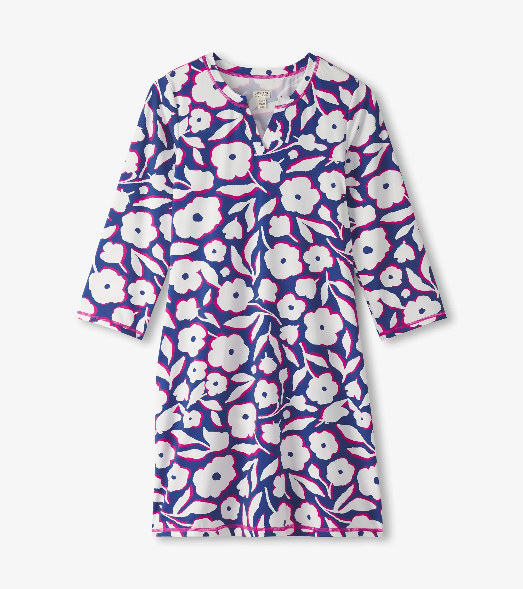 Women's Fresh Flowers Notch Neck Dress
