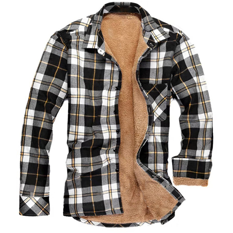 Checked Lapel Plus Velvet Padded Brushed Jacket