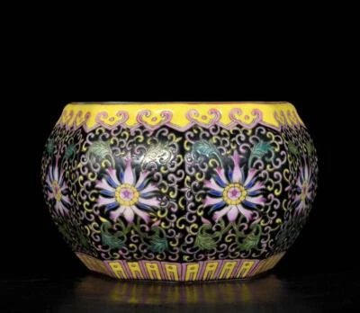 Yongzheng Signed Old Chinese Colour Enamel Brush Washer W/flower N3573