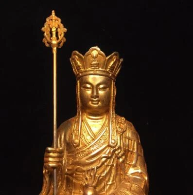 37CM Old Chinese Bronze Gilding Statue Buddha CK572