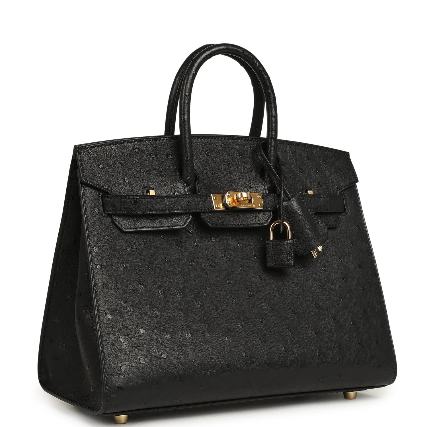 Hermes Birkin Sellier 25 Black Ostrich Gold Hardware