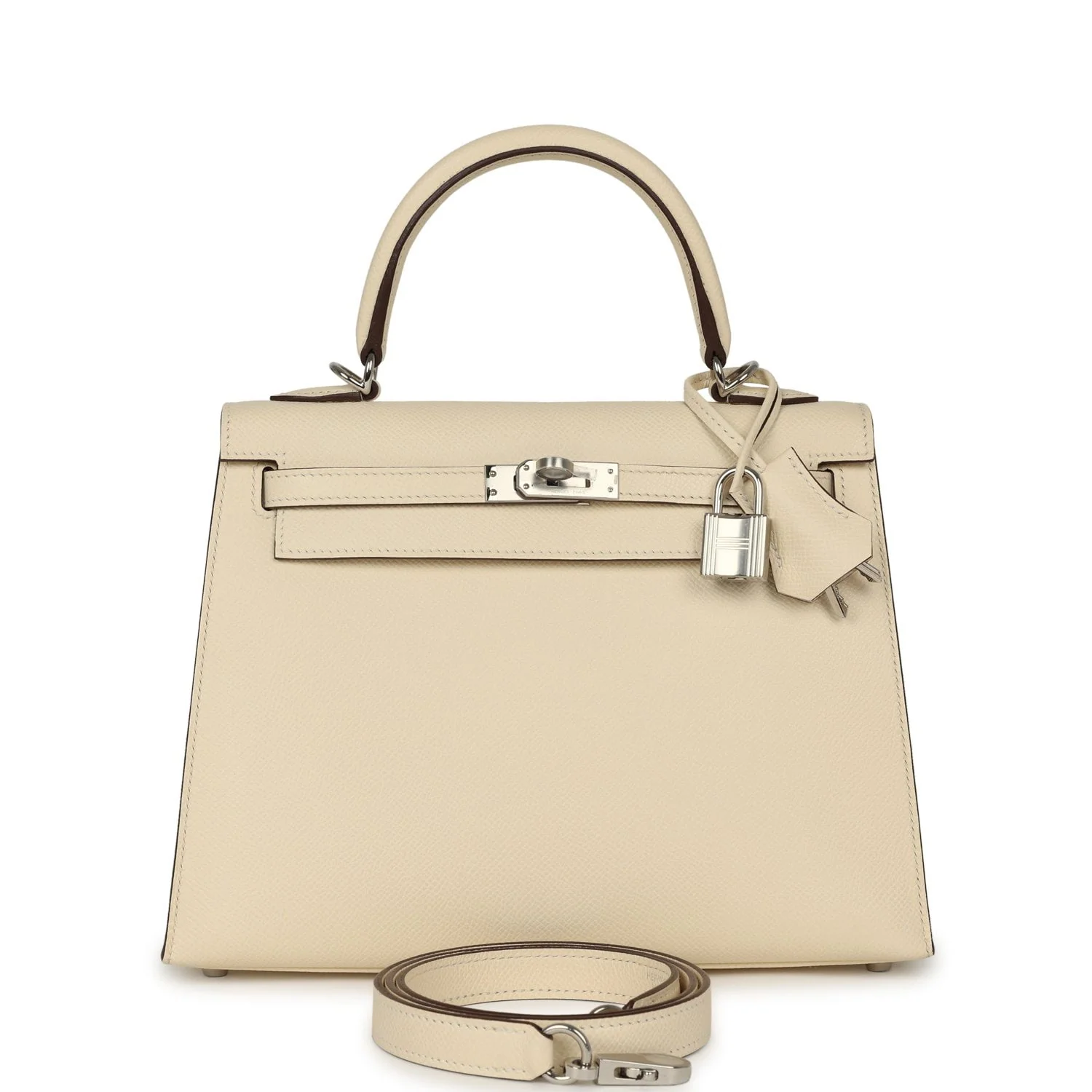 HERMÈS Kelly Sellier 25 Nata Epsom Palladium Hardware