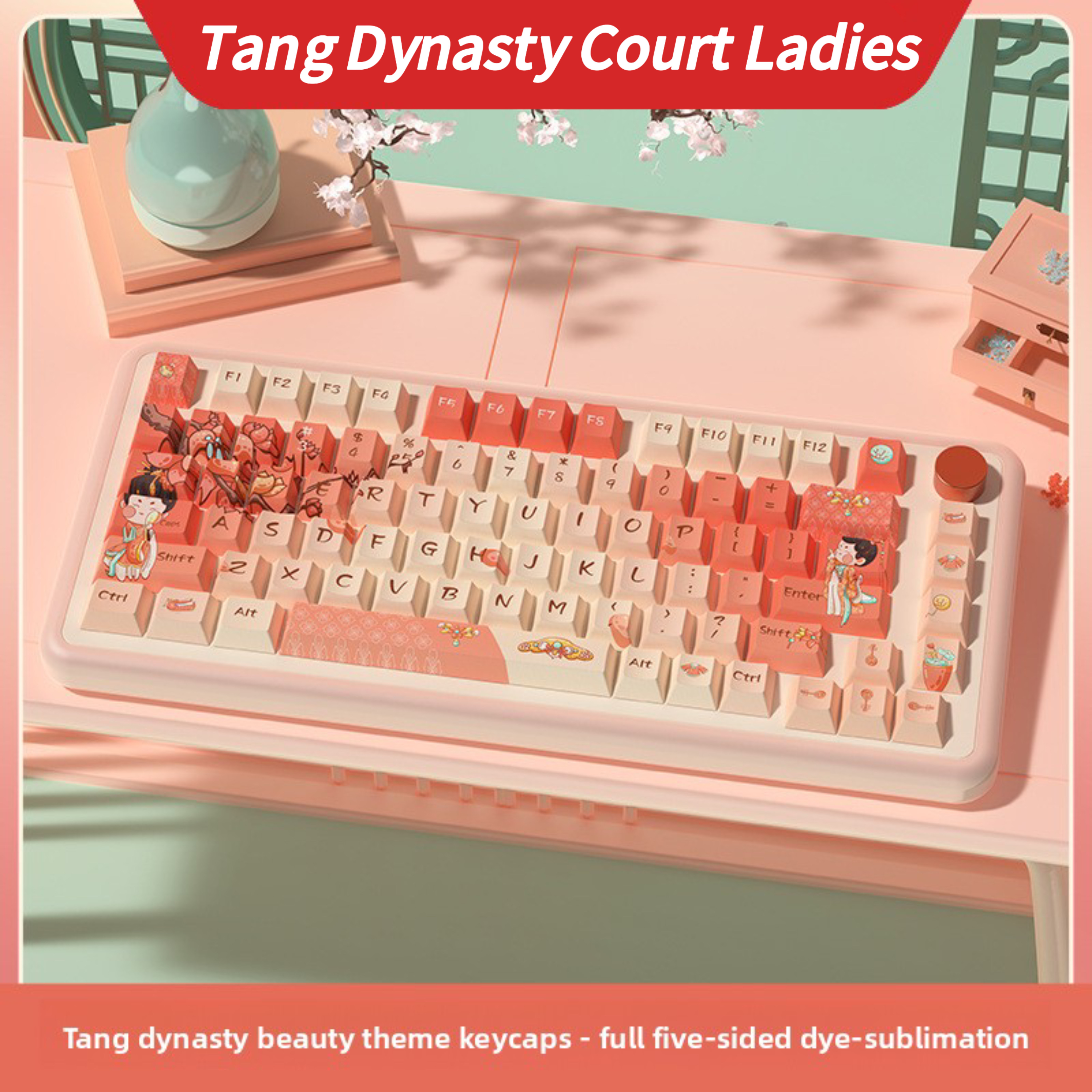 Tang Dynasty Beauty Original PBT Keycap Set – Cherry Profile Full 5-Side Dye-Sub – 138/158 Keys