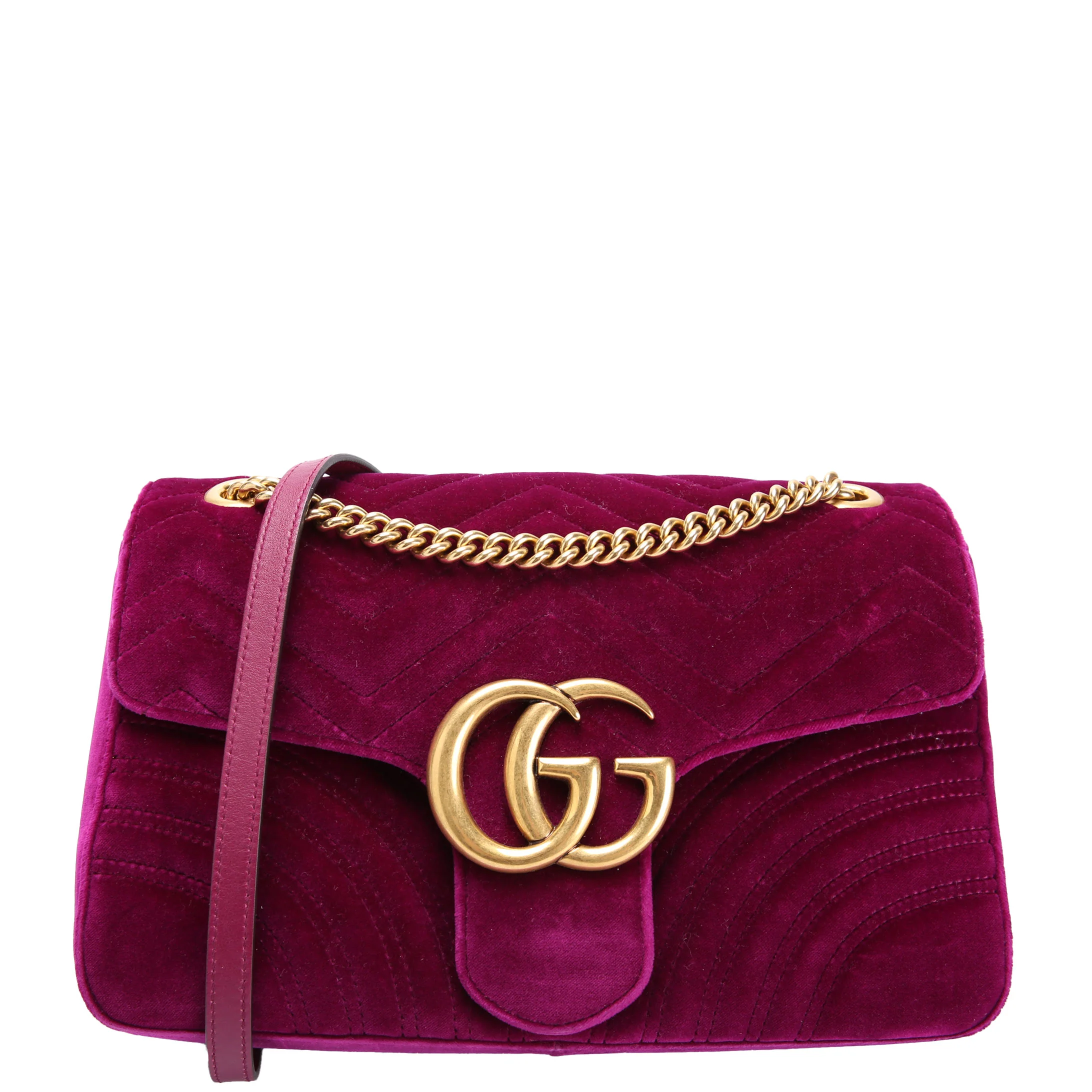 GUCCI 443496 Marmont Velvet Shoulder Medium Purple