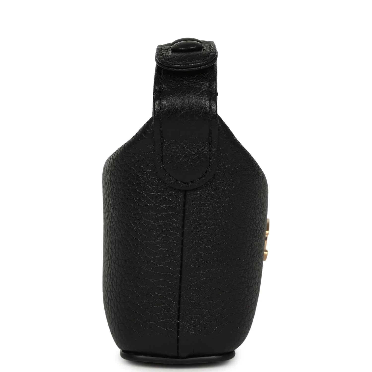 Chanel Micro Top Handle Round Hobo Pouch Black Grained Calfskin Gold Hardware